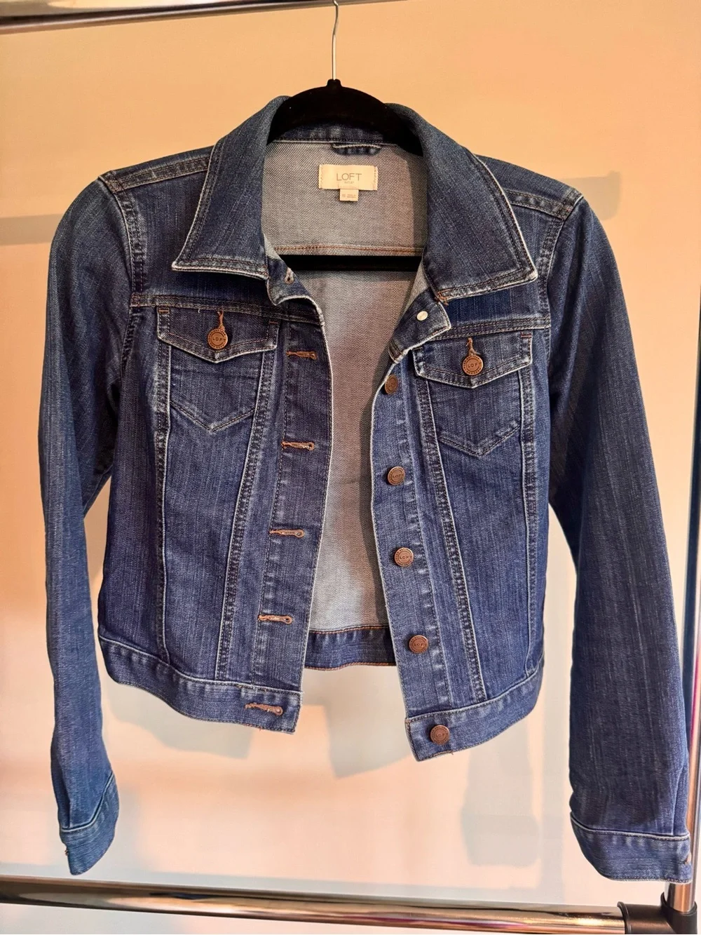 LOFT Classic Dark Blue Denim Jacket with Copper Buttons